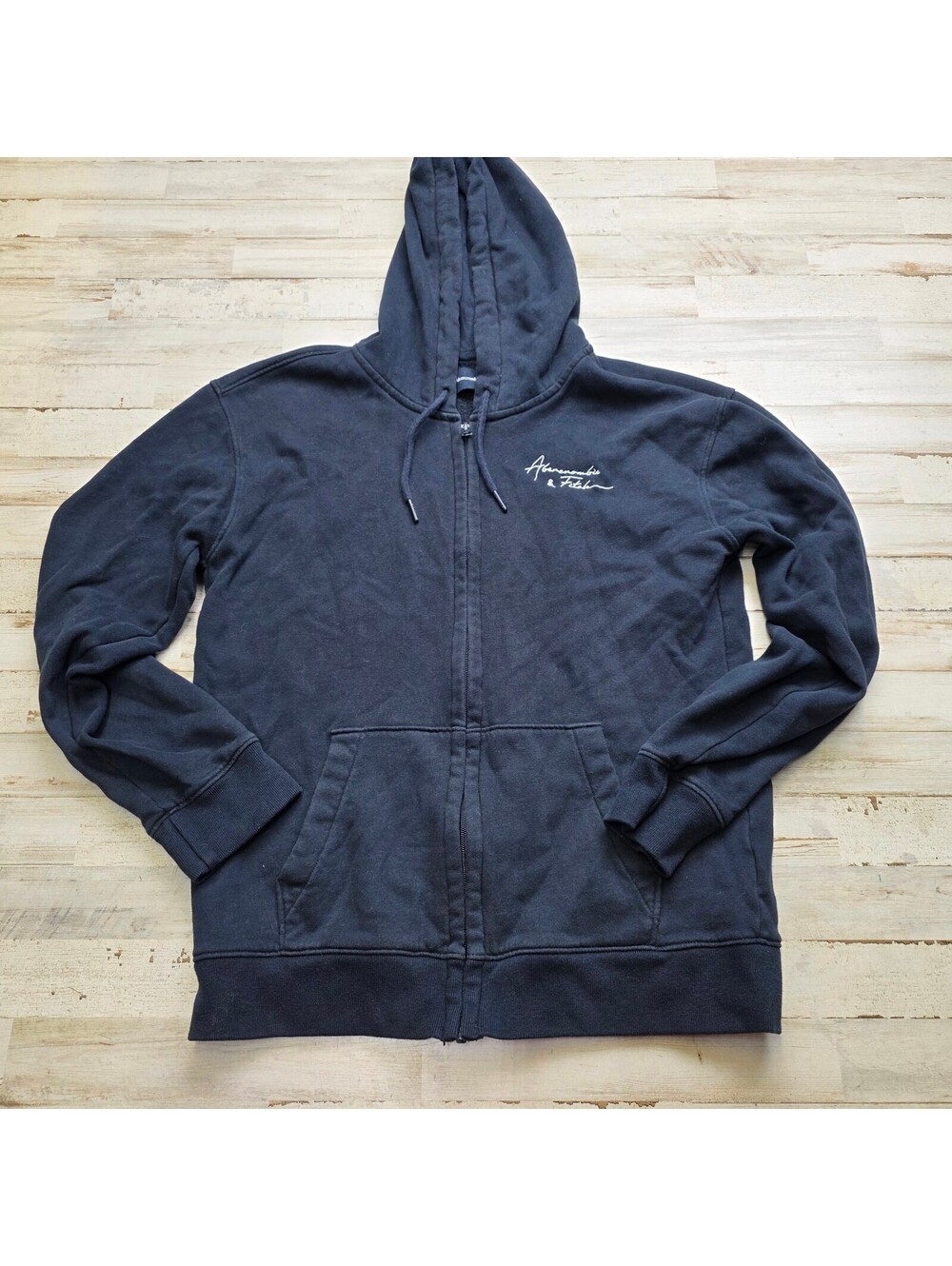 Abercrombie & Fitch Hoodie Adult M Navy Blue Full Zip Sweatshirt Cotton Blend